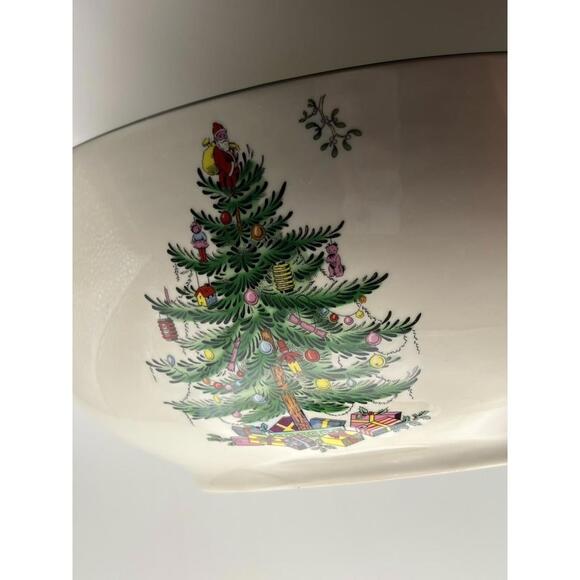 Spode Christmas Tree Santa 10" Large Round Serving Bowl w/Box Holiday Porcelain - Picture 6 of 9